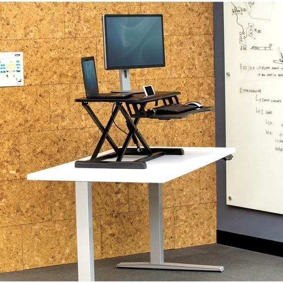 Fellowes Corsivo zit-sta werkstation zit sta bureau, Computers en Software, Laptoptafels, Zo goed als nieuw, In hoogte verstelbaar