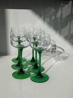 6 stuks vintage Luminarc wijnglazen met groene voet, Ophalen of Verzenden, Zo goed als nieuw, Overige typen