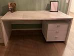 Wit bureau met 1 ladekastje, Huis en Inrichting, Bureaus, Ophalen, Gebruikt, Bureau