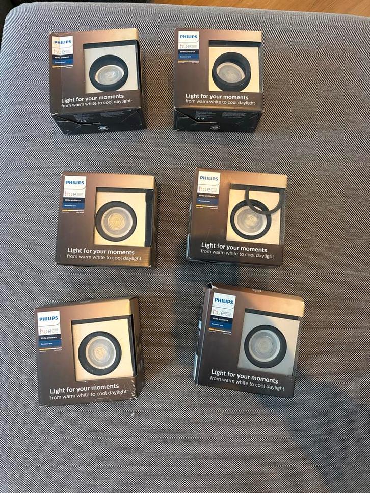 6 Philips Hue Milliskin Square Spots - Nieuwstaat!, Huis en Inrichting, Lampen | Spots, Zo goed als nieuw, Kunststof, Ophalen