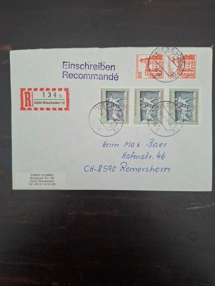 Duitsland 1982: Aangetekende brief naar Zwitserland, Postzegels en Munten, Brieven en Enveloppen | Nederland, Envelop, Verzenden