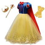 sneeuwwitje jurk met kroontje en toverstaf en handschoenen, Nieuw, Meisje, 110 t/m 116, Ophalen of Verzenden