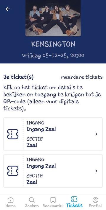 2 tickets voor €100,-. Kensington 05 December'25, Ziggo Dome beschikbaar voor biedingen