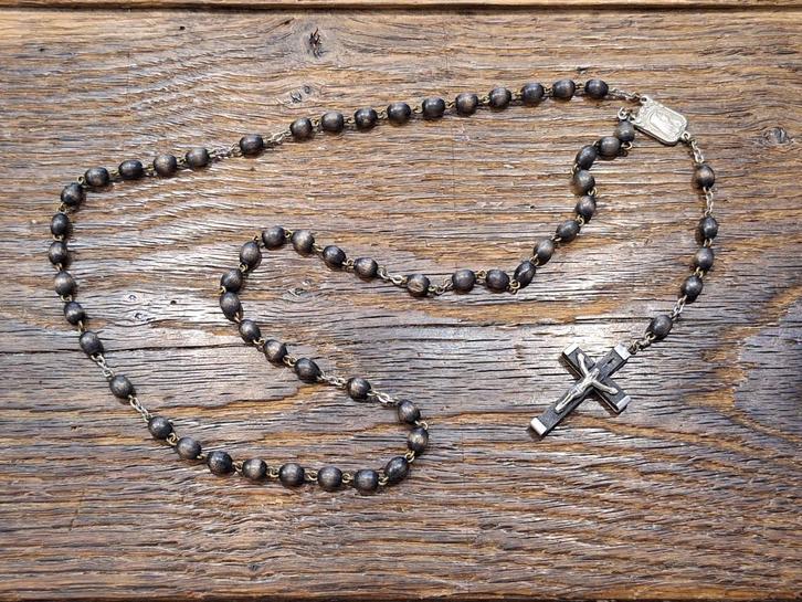 oude bruin houten paternoster/rozenkrans, begin 1900, Antiek en Kunst, Antiek | Religie, Ophalen of Verzenden