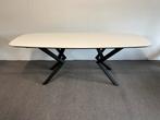 Deens ovale eettafel HPL wit 220x100, 100 tot 150 cm, 200 cm of meer, Ophalen of Verzenden, Zo goed als nieuw