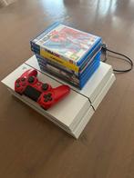 Witte PS4 met 7 games en rode controller, Avontuur en Actie, Gebruikt, 1 speler, Eén computer