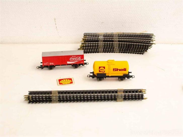 rails en 2 wagons 26064, Hobby en Vrije tijd, Modeltreinen | N-Spoor, Gebruikt, Gelijkstroom, Overige merken, Ophalen of Verzenden