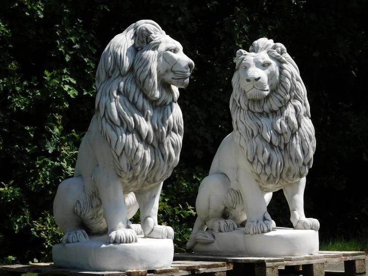 Set Leeuwen XXL - 135 cm - Wit, Tuin en Terras, Tuinbeelden, Nieuw, Kunststof, Ophalen of Verzenden