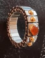 Nomination ring met goud (585) accenten en amberbrown steen, Goud, Goud, Zo goed als nieuw, Verzenden
