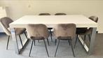 Zeer mooie witte eettafel met 6 nieuwe en zeer nette stoelen, Huis en Inrichting, Tafels | Eettafels, Ophalen, 50 tot 100 cm, Zo goed als nieuw