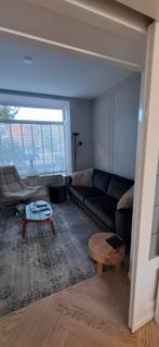 Velvet groene 3 zits bank met hocker en kleine poef, Ophalen, Nieuw, 75 tot 100 cm, Stof