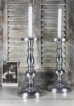Vernikkeld metalen kandelaar robuust en vintage, 25 tot 50 cm, Ophalen of Verzenden, Zo goed als nieuw, Metaal