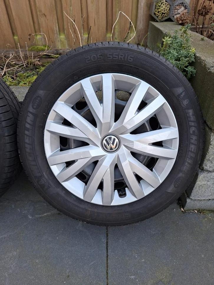 5x112 VW velgen Michelin Zomerbanden 205 55 16, Auto-onderdelen, Banden en Velgen, Banden en Velgen, Zomerbanden, 16 inch, 205 mm