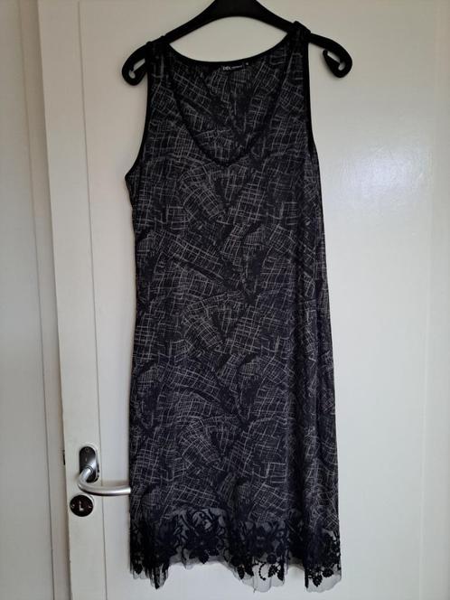 Zwart/grijze slipdress van Didi, maat XL (42/44), Kleding | Dames, Jurken, Zo goed als nieuw, Maat 42/44 (L), Zwart, Onder de knie
