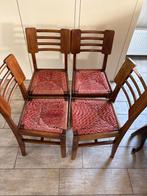 Set van 4 houten stoelen met rieten zitting, Huis en Inrichting, Stoelen, Ophalen, Gebruikt, Bruin, Vier