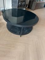 Salontafel zwart rond, glas en marmerlook, Huis en Inrichting, Ophalen, 50 tot 100 cm, Rond, Minder dan 50 cm