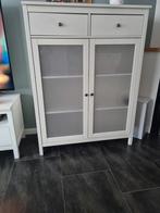 Witte massief houten kast. Glazen deuren, Ophalen, Gebruikt, 100 tot 150 cm, Glas