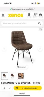 Eetkamerstoelen suedine bruin 2x, Huis en Inrichting, Stoelen, Ophalen, Zo goed als nieuw, Bruin