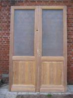 243hx165br Set dubbele oude paneeldeuren met glas geloogd