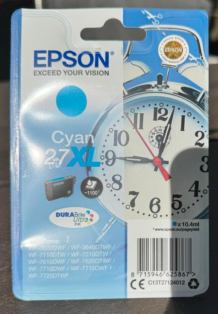 Nieuwe Epson 27XL Cyan inkt cartridge, Computers en Software, Printerbenodigdheden, Nieuw, Cartridge, Ophalen of Verzenden