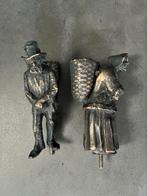 Vintage Bronzen Sculpturen Vislopers Stel, Ophalen of Verzenden