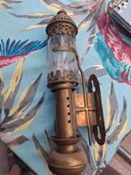 Antieke Koetslamp / Wandlamp Messing & Glas, Ophalen