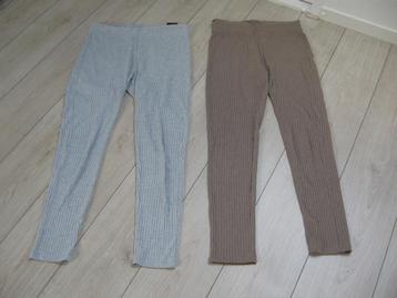 2 warme huisbroeken legging L XL  €15.- Grijs beige tricot beschikbaar voor biedingen
