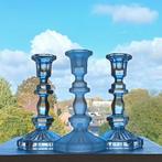 Set 3 Kandelaars Persglas Art Deco, Antiek en Kunst, Ophalen of Verzenden, Glas