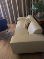 Beige leren bankstel 2.45m - Nette staat!, Ophalen, Driepersoons, Zo goed als nieuw, Rechte bank
