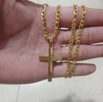Goudkleurige Kruis Hanger plus ketting nieuw, Verzenden, Nieuw, Goud, Overige materialen