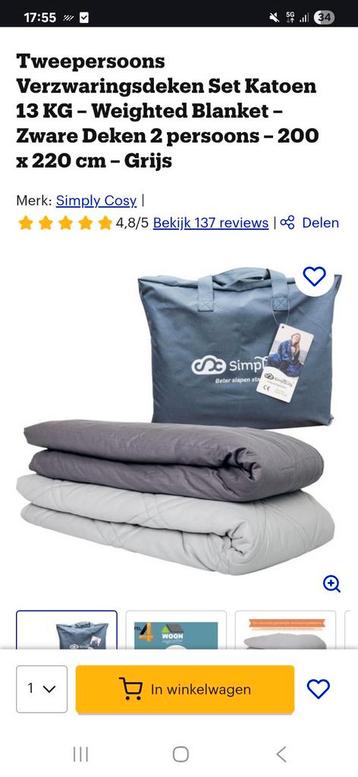 Tweepersoons verzwaringsdeken - Grijs beschikbaar voor biedingen