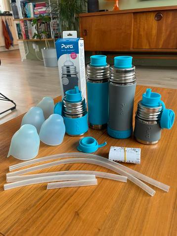 Pura RVS drinkflessen - 2x groot, 2x klein - nieuw €80 beschikbaar voor biedingen