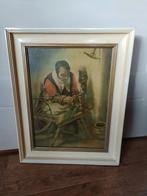 Leuke oude afbeelding van garen spinster, boedel van oma., Ophalen