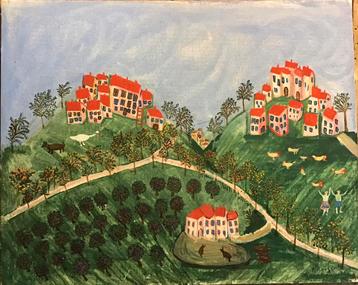 Naief schilderij olieverf 1970 beschikbaar voor biedingen