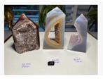 3 x Agaat Amethist Schijf Toren Sculpturen Drusy pr.p.stuk, Ophalen of Verzenden, Mineraal
