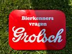 Grolsch Emaille Langcat Bord, Reclamebord, Ophalen of Verzenden, S, S