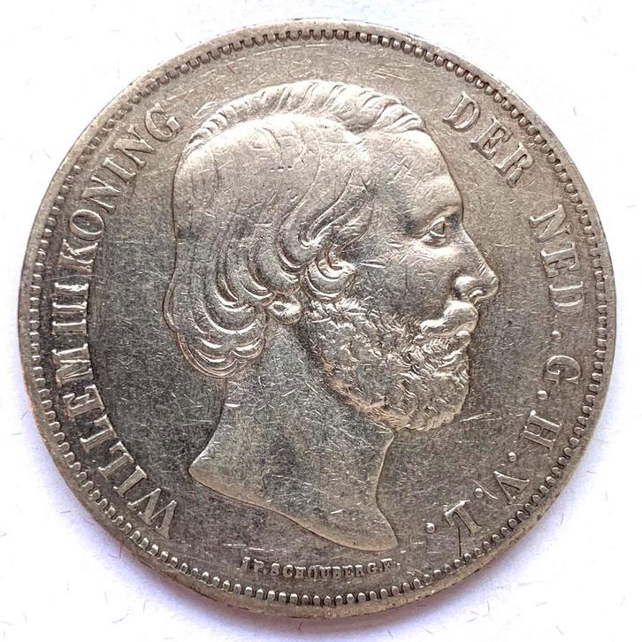 Nederland 2-1/2 gulden 1862 Willem III rijksdaalder zilver, Postzegels en Munten, Munten | Nederland, 2½ gulden, Koning Willem III