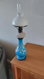 antieke olielamp blauw lichte beschadigd binnenkant 65cm, Antiek en Kunst, Antiek | Lampen, Ophalen