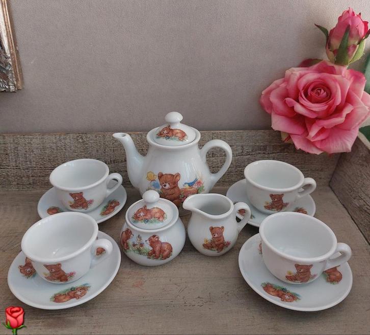 Douwe Egberts kinderservies met beren König porselein, Huis en Inrichting, Keuken | Servies, Zo goed als nieuw, Kop(pen) en/of Schotel(s)