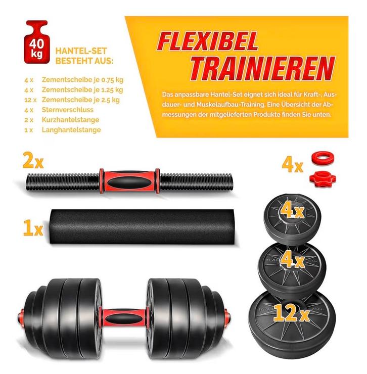 Verstelbare Dumbbells 40kg - Krachttraining, Sport en Fitness, Fitnessmaterialen, Nieuw, Dumbbell, Armen, Ophalen of Verzenden