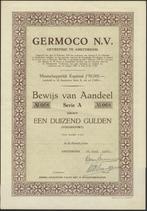GERMANIA OIL COMP. A'DAM GERMOCO OLIE AANDEEL+FACTUUR  1947, Verzenden, 1920 tot 1950, Aandeel