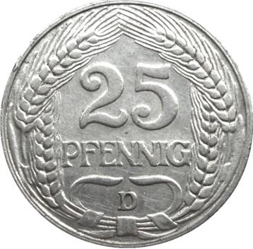 Duitsland - Duitse Rijk 25 pfennig 1909 (D) beschikbaar voor biedingen