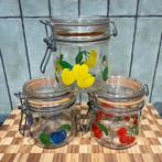 3 vintage weckpotten van Hermetic met fruitmotief, Ophalen of Verzenden, Zo goed als nieuw