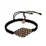 16-21cm Armband Unisex RVS Goudkleur Zwarte Gewaxte Nylon, Overige materialen, Birgitta-Gracht 33, 6465 EL Kerkrade, Nederland