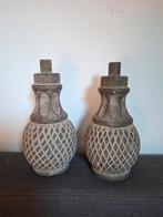 Stenen Vintage Kandelaars - Set van 2, Overige materialen, Ophalen of Verzenden, Zo goed als nieuw, Grijs