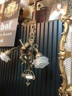 2 Antiek wandlampen barok engelen beelden brons glas rozen, Ophalen of Verzenden, Glas, Antiek / klassiek