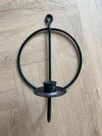 Kandelaar zwart ijzer 30cm voor aan de muur, 25 tot 50 cm, Zwart, Ophalen of Verzenden, Zo goed als nieuw