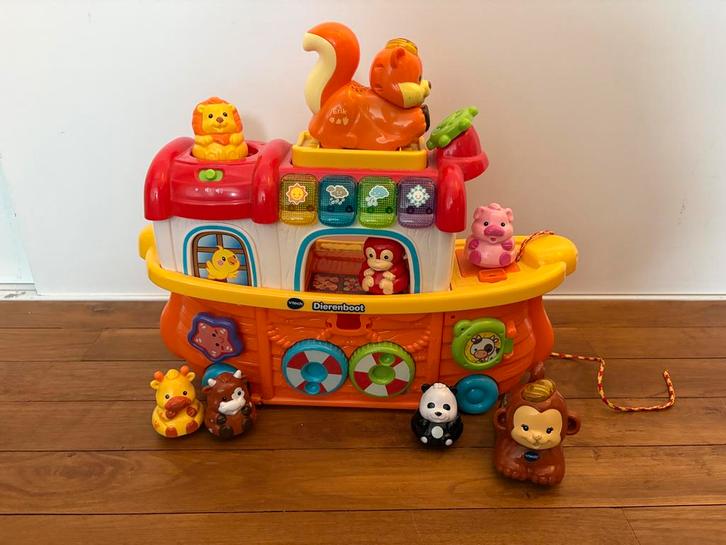 Vtech Dierenboot + 6 tuimeldieren + 2 Zoef Zoef dieren, Kinderen en Baby's, Speelgoed | Overig, Zo goed als nieuw, Jongen of Meisje