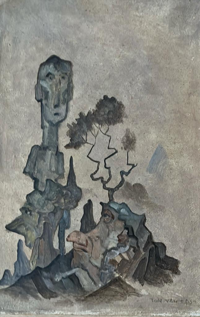 Ton van Tast - Schilderij op karton, Antiek en Kunst, Kunst | Schilderijen | Klassiek, Ophalen of Verzenden