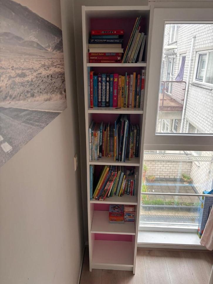 IKEA BILLY boekenkast – wit/roze 40x28x202 cm, Huis en Inrichting, Kasten | Boekenkasten, Zo goed als nieuw, 50 tot 100 cm, 150 tot 200 cm